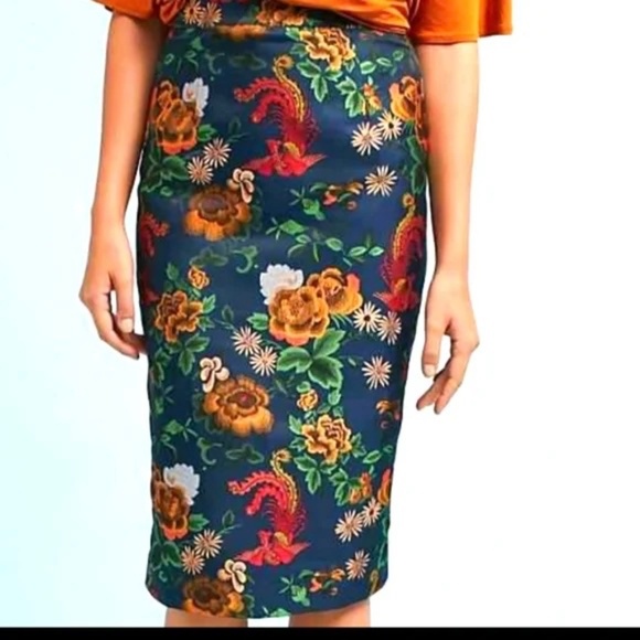 ANTHROPOLOGIE ISLA MAUDE Floral Pencil Skirt - L - Picture 2 of 11